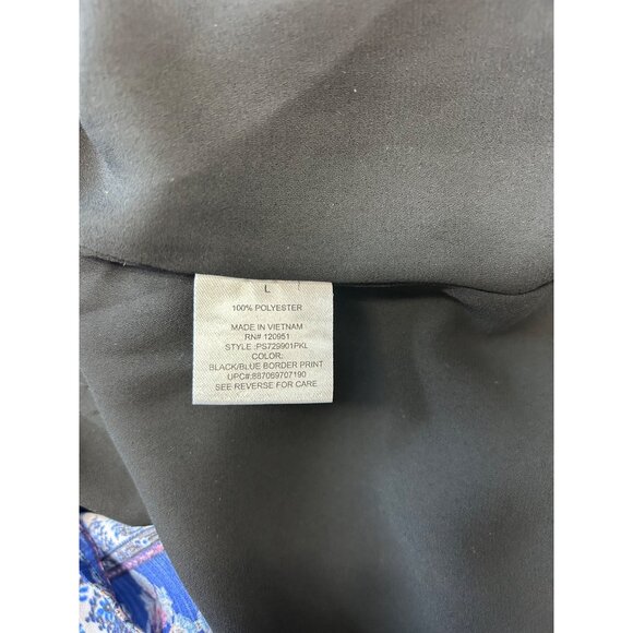 Pink Republic Womens L Printed Sleeveless Slip Dress Blue Black Patterned V-Neck - Picture 6 of 9